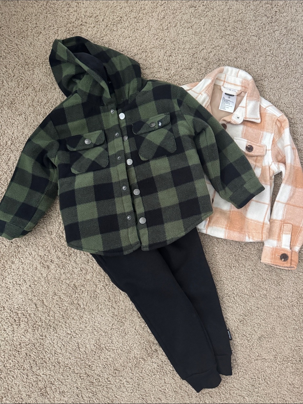 Toddler Boy 3T Outfit Bundle Volcom Hooded Shacket Joggers & Plaid Jacket 3PCS